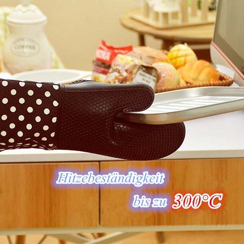 Leesentec Bilayer Hitzerbeständige Ofenhandschuhe, Silikon, 2x Pack, Backhandschuhe, Topfhandschuhe, Grillhandschuhe (Braun) - 4