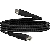 Belkin Boost Charge Braided USB-C, Fast Charger, USB-C Charging Cable, iPhone 16, 15, Samsung Galaxy S24, S23, Pixel, iPad, iPad