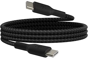 Belkin Boost Charge Örgülü USB-C, Hızlı Şarj Cihazı, USB-C Şarj Kablosu, iPhone 16, 15, Samsung Galaxy S24, S23, Pixel, iPad, MacBook, Nintendo ve Daha Fazlası için Hızlı Şarj, 1 Metre, Siyah