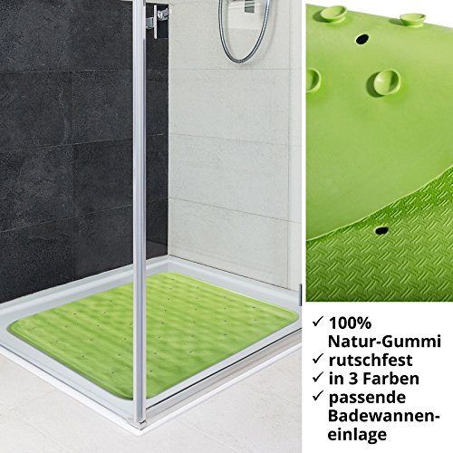 casa pura® Duscheinlage Lea | rutschfest | Lochung für optimalen Wasserabfluss | PVC-frei | 55 x 55 cm | drei Farben (grün) - 5