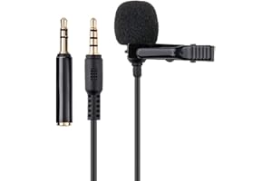 Kiwifotos Microfono lavalier omnidirezionale, microfono lavalier a condensatore TRS TRRS da 3,5 mm per videocamera Videocamere PC Smartphone Videocamere ZOOM Handy Recorders (2 m / 6,6 ')