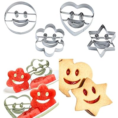 Lalang 4pcs Moules emporte-pièces moule à gâteau coupe-biscuits moule de biscuit, visage souriant