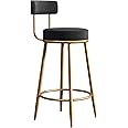 Nutech Decor Velvet Counter Stools: Upholstered Barstools With Back, Footrest, And Round Height - Modern Bar Chairs, Ideal Dining Chairs For Kitchen Islands (65 Cm, Black)