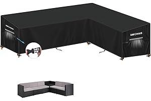 SIMPHAUS Pokrowiec na sofę zewnętrzną Wodoodporny w kształcie litery L Pokrowiec na sofę Szezlong Zewnętrzny pokrowiec na sofę narożny Oxford 420D Anty-UV Wiatroszczelny 300x230x95x80/60cm