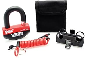 Vector Minimax+ - Antifurto per moto, con lucchetto blocca disco a U, classe RSA, diametro 16 mm, 47 x 40 mm, incl. cavo di richiamo