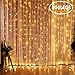 Produktbild LED Lichtervorhang FOCHEA 304 LEDs Lichterkettenvorhang 3m x 3m 8 Modi IP44 Wasserfest Lichterkette Warmweiß für Weihnachten Party Schlafzimmer Garten Innen und außen Deko