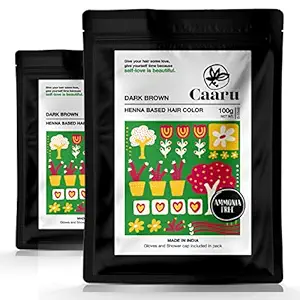 Caaru Herbal Henna Hair Color - with goodness of Amla and Shikakai - Ammonia-Free - for Men Women Pack of 2