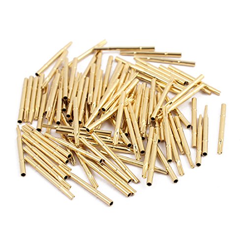 sourcingmap 100pcs R75-3S 1.3mm Dia 17.5mm Length Metal Test Probe Needle Cover Gold Plated