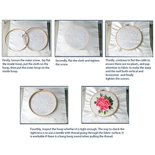 Pixnor 4ST Runde natürlichen Bambus Holz Nähen Sticken Cross Stitch Ring Hoop - 6