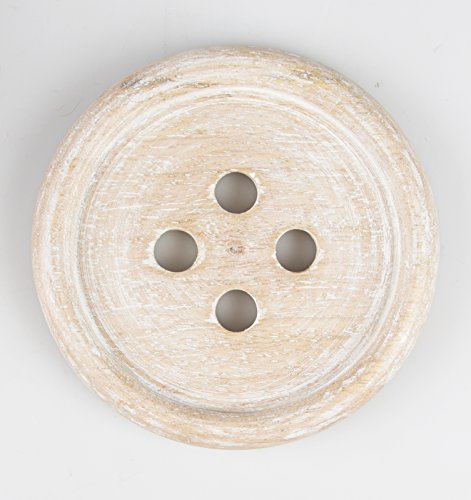 Sass & Belle Holz Knopf Holz Untersetzer, Set 6 Stück, braun - 2