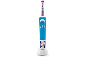 ‎ORAL-B Oral-B Kids Frozen elektryczna szczoteczka do zębów dla dzieci od 3 lat, 2 tryby czyszczenia do pielęgnacji zębów, bardzo miękkie włosie, 4 naklejki, niebieski (wzór może się różnić)