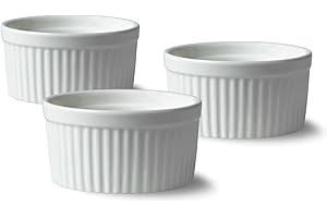 Lacor - 61239 - Lot de 3 ramequins en porcelaine blanche, finition lisse et brillante, résistant aux chocs thermiques, adapté au four, au micro-ondes et au lave-vaisselle, Ø 9 cm, 130 ml