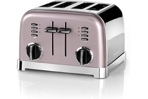 Cuisinart Tostapane a 4 fette | Ampie fessure, ideale per pane spesso e bagel | 6 livelli di doratura più scongelamento | leva di sollevamento alta | Bollitore abbinato disponibile | Rosa d'epoca