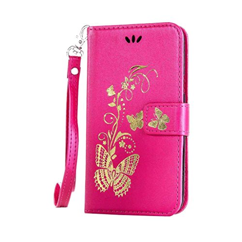 Galaxy S5 Mini Hülle Ledertasche [mit Frei Hartglas Displayschutzfolie], KKEIKO® Schutzhülle PU Leder Tasche Hülle Case für Samsung Galaxy S5 Mini, Wickelfalz Handyhülle mit Bändselloch Standfunktion Karteneinschub und Magnetverschluss, Kratzfeste Lederhülle Flip Wallet (Pink #4) - 2