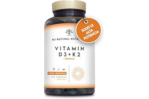 Vitamina D3 y K2. Vitamina D3 5000 ui + Vitamina K2 MK7 200 μg + Silicio + Bamboo. Alta Dosificación y Biodisponibilidad. Contribuye al Sistema Inmunológico. 150 Cápsulas. N2 Natural Nutrition