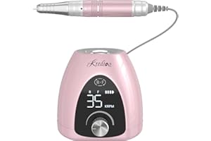 ‎KREDIOO Nagelfräser für Gelnägel 35000 U/Min Elektrische Nagelfräser 6 in 1 Maniküre Set Elektrisch Stufenlose Geschwindigkeit mit LED Dislay für Nagelhaut Shellac Acrylgel, Sicher für Anfänger Profi