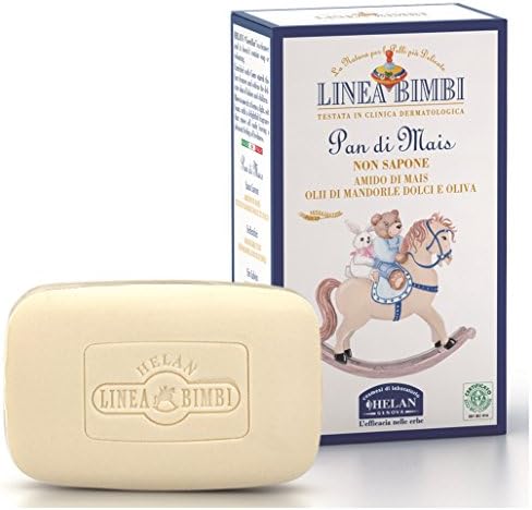 Linea Bimbi Soap Free Corn Starch Bar for Baby Sensitive Skin, Gluten Free, Certified Organic 100g