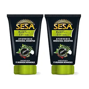 Sesa Ayurvedic Medicinal Shampoo for Hair Fall Control and Hair Growth | Bhringraj & 16 Rare Herbs | All Hair Types | Paraben Free | 100 ml (Pack of 2)