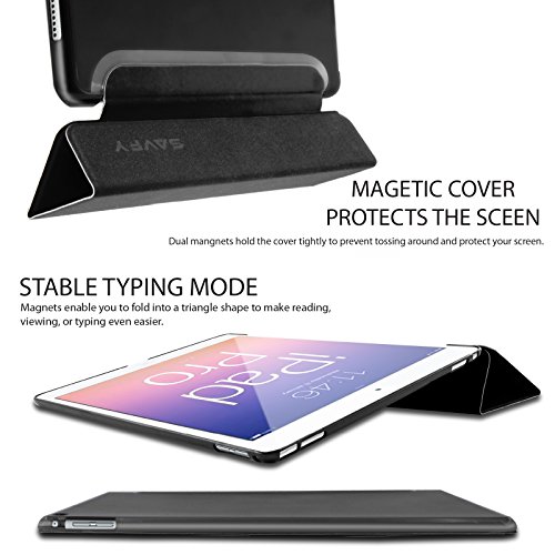 SAVFY Apple iPad Pro 12.9 Hülle Ultra-Slim Premium Kunstleder mit Standfunktion und Automatischem Schlaf Aufwachen Funktion, Gold - 5