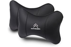 OscitY 2PCS Voiture Cuir Appui-Tête, pour Citroen ami AMI Xsara Picasso Berlingo C1 C2 C3 Aircross C4 Nuque Soutien Coussin Réglable Respirant Confortable Car siège Accessoires,A/Black