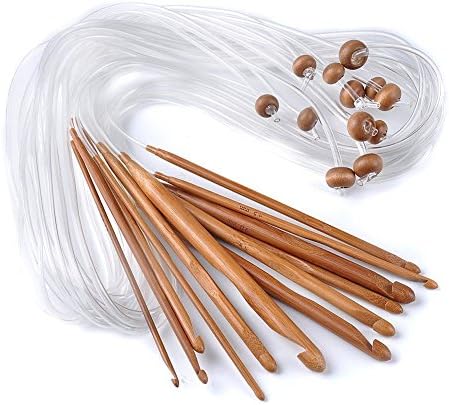 Bamboo Crochet, Vanyda 12 pcs Tunisian Bamboo Afghan Crochet Hooks Sizzled Needle for Carpet Extended DIY Handicraft Crochets, Different Sizes (3-10mm)