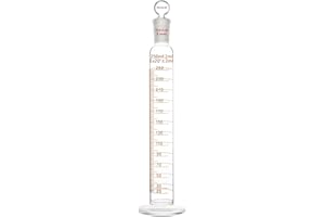 stonylab Cilindro Graduato da Laboratorio con Tappo, 250 ml in Vetro di Borosilicato a Parete Spessa, Connettore Standard 24/40 e Tappo a Testa Piana, 1 Confezione