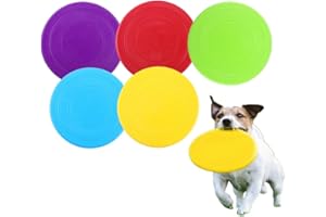 GYWHOOFT 17,5 cm frisbee di Gomma, 5 Pezzi frisbee giocattolo per cani, in gomma morbida naturale, per divertimento interattivo all'aperto