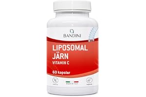 Bandini® Liposomalt järntillskott 30mg – Vitaminer C A B12 B6 + Syra Folic | Maximal absorption - Järn Hög biotillgänglighet, mot trötthet och utmattning – Liposomal Iron Supplement 60 Kapslar
