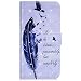 Produktbild Galaxy J3 2016 Hülle,Galaxy J3 2016 Lederhülle,Surakey Galaxy J3 2016 Tasche Leder Flip Case Brieftasche Etui Schutzhülle Muster Flip Hülle Wallet Case für Samsung Galaxy J3 2016,Blau Feder Vogel