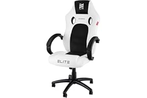 ‎ELITE ELITE Gaming Stuhl MG100 Exodus | Ergonomischer Bürostuhl - Schreibtischstuhl - Chefsessel - Sessel - Racing Gaming-Stuhl - Gamingstuhl - Drehstuhl - Chair - Kunstleder Sportsitz (Weiß/Schwarz)