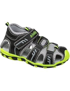 GIBRA® Trekkingsandalen für Kinder, mit Klettverschluss, schwarz/grau/neongrün, Gr. 25-36