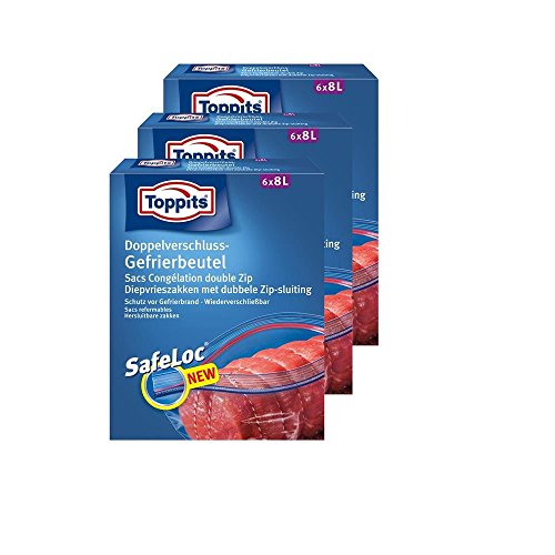 Toppits Doppel-Verschluss Gefrierbeutel 6x8 Liter (3er Pack)