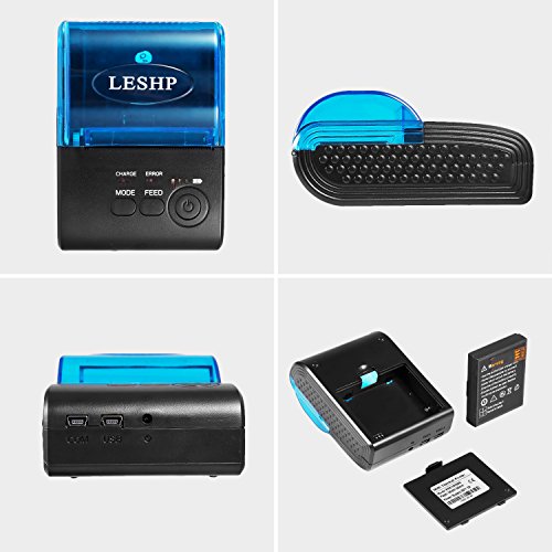 Thermal Drucker, LESHP Schwarz Leichtgewicht 58 mm Mini Portable Bluetooth 2.0 Wireless Drucker für IOS Android Windows USB POS Drucker (58mm) - 5