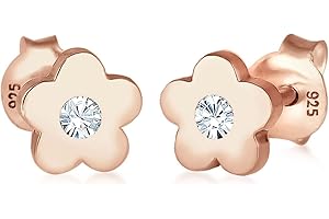 Elli Ohrringe Kinder Ohrstecker Blumen Symbol mit Kristall Rosa in 925 Sterling Silber