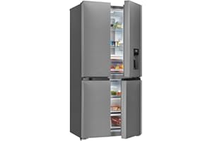 ‎EXQUISIT Exquisit Multi-Door Kühlschrank MD430-100-WS-200E inoxlook | 432 L Volumen | Multi Door Kühlschrank NoFrost | Wasserspender | Cross Door Kühl-Gefrierkombination…