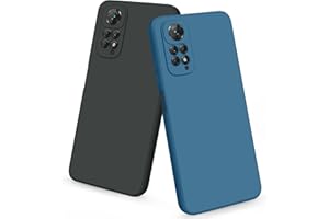 Oumida Funda Compatible con Xiaomi Redmi Note 11 / Redmi Note 11s Funda, Carcasa Suave TPU Silicona Caso Delgada Anti-arañazos Case con Tapete de Microfibra Anti-Choques, Negro/Azul Marino