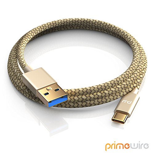 CSL – 1m Premium USB C zu USB 3.0 Kabel | Ladekabel / Datenkabel | USB 3.1 GEN 1 | Metallstecker + Nylonmantel | 3-fach geschirmt | bidirektional | gold |fürs MacBook 12″, OnePlus 2, Nexus 5X, Nexus 6P, ChromeBook Pixel, Nokia N1 Tablet und weitere - 3