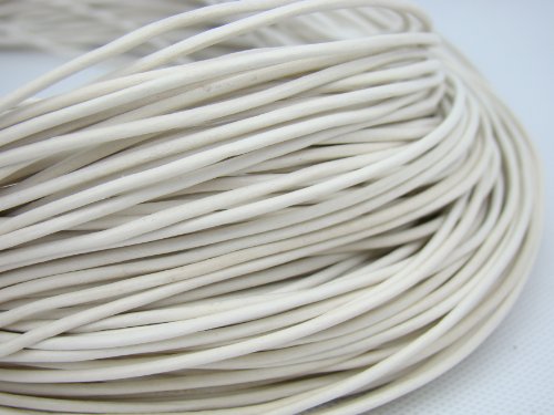 Lederband, Lederschnur, Lederriemen 5 m. Rund 2,0 mm. Weiß - 2