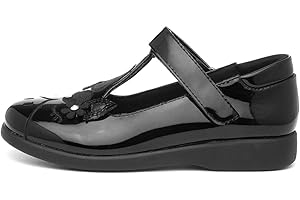 Walkright Girls Black Patent Unicorn School Shoe