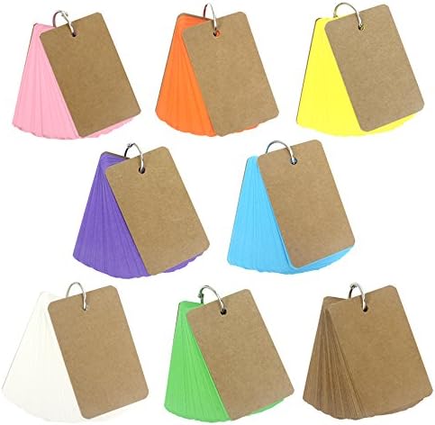 APLANET 400 Multi-color Card Colorful Iron Ring Note Cards Study Cards, 2.2"x3.5"
