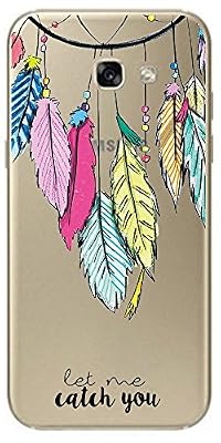 Novago Samsung Galaxy A3 2017 (A320) NOVAGO Coque Gel souple transparente solide avec jolie impression fantaisie de qualité-Plumes colorées