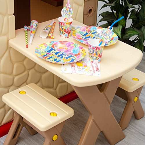 LittleTom childrens Playhouse incl 1 table 2 benches for boys and girls small plastic House for indoors and outdoors Brown Beige reviews LittleTom childrens Playhouse incl 1 table 2 benches for boys and girls small plastic House for indoors and outdoors Brown Beige