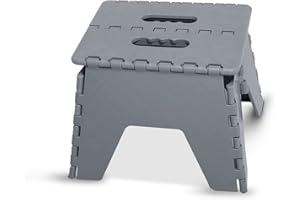 ADMOS Small Folding Step Stool Small Kitchen Step Tool for Kids Adults Lightweight Space Saving Easy Folding Stool Portable Foot Stool (Grey)