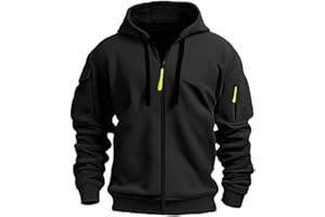 MEDUOLA Sweat à Capuche Noir Homme Veste Polaire Sweat Manches Longues Pull Homme Couleur Unie Veste Mi Saision Automne Hiver Hoodie