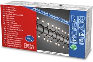 ‎KONSTSMIDE Konstsmide 3691-107 LED Globelichterkette mit runden Dioden / für Außen (IP44) / 24V Außentrafo / 80 warm weißen Dioden / schwarzes Kabel, warmweiß, 80 LEDs