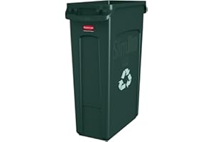 Rubbermaid Commercial Products Vented Slim Jim Waste Receptacle Bin 87 Litre Green Recycling FG354007GRN