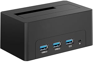 ISHEEP Station d'accueil pour disques durs, Station d'accueil pour disques durs USB 3.0 avec hub pour disques durs et SSD SATA I/II/III de 2,5/3,5 Pouces, supportant 14 to K308H