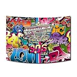bannerstop  FiVan Disco Party Banner Hintergrund - blendfreie Rückseite aus Vinyl bis 80er 90er Jahre Party Dekoration Fotobooth Hintergrund, XT-7530-Tapestry, 79\