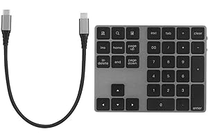 TOSUNY Wireless Number Keyboard, 34 Key Bluetooth Numeric Keypad with USB C 2*USB 3.0 HUB for Laptop/Pad/Smartphone, Protable Waterproof Aluminum Alloy Number Pad Compatible with Multiple Devices(Black)