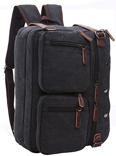 Preisvergleich Produktbild Formbar Canvas Rucksack / Kurier-Beutel / Reisetasche , Diebstahlschutz Multifunktional Verformbarer Unisex / Perfekt für Büro, Schule, Reisen und Jeden Tag ( Schwarz)